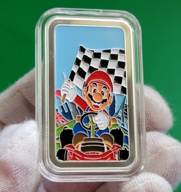 Nintendo N64 Mario Kart - 1 troy oz .999 Fine Pure Silver Color Enameled Art Bar Nintendo N64 Mario Kart - 1 troy oz .999 Fine Pure Silver Color Enameled Art Bar