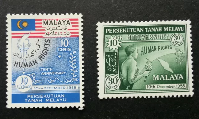 Malaya 10th Ann Of Declaration Of Human Rights 1958 Malaysia Map Flag (stamp MLH
