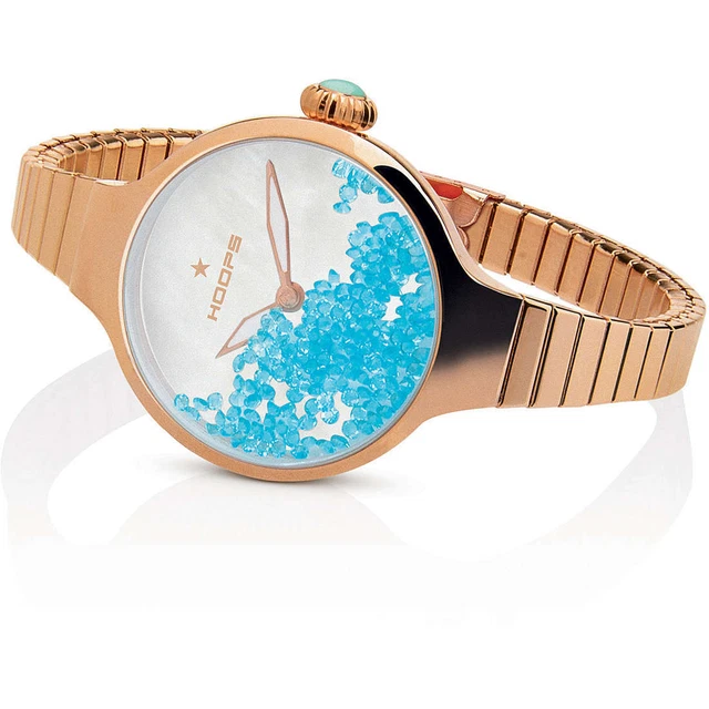 Montre Bracelet Femme HOOPS - Boîtier Acier, Bracelet Silicone Violet - Neuf Avec étiquettes