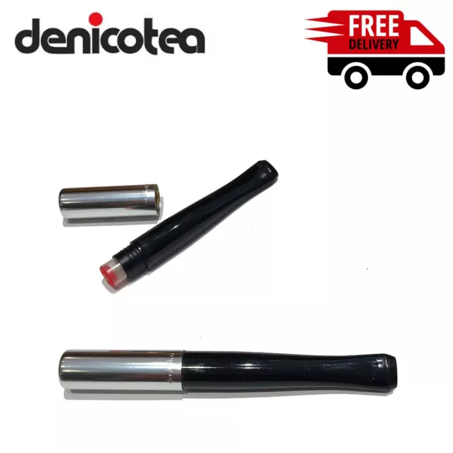 NEW Denicotea Filtered Cigarette Holder - GILT EJECTOR BLACK & SILVER