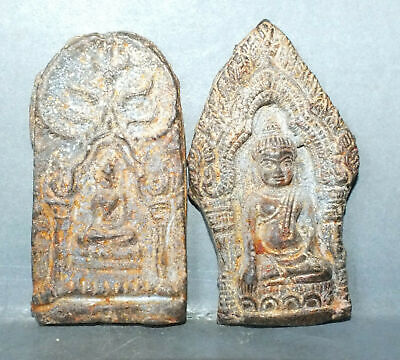 Two Metal Buddha Charms Talisman Thailand