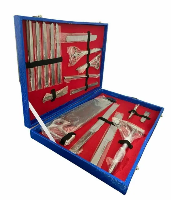 Ensemble d'instruments post mortem/autopsie/dissection Kit anatomie 19 pièces