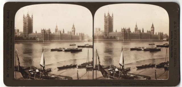 Stereo-Fotografie H. C. White Co. Publishers, London, Ansicht London, Houses of