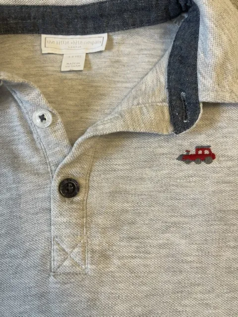 The Little White Company boys long sleeved polo top train 3-4 Years