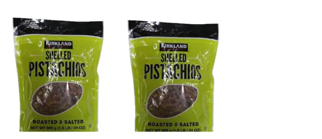2x Kirkland Signature Shelled Pistachios 680g Roasted & Salted (total 1.36kg)