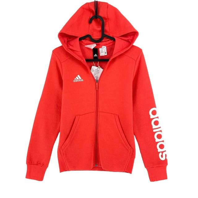 Adidas Youth Girls Red Full Zip Hoodie Sweater Size 11 - 12 Years