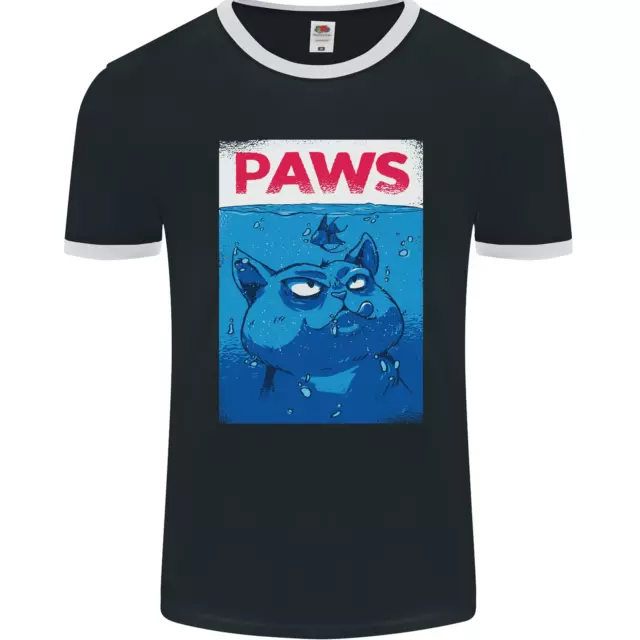Paws Funny Cat and Goldfish Parody Mens Ringer T-Shirt FotL