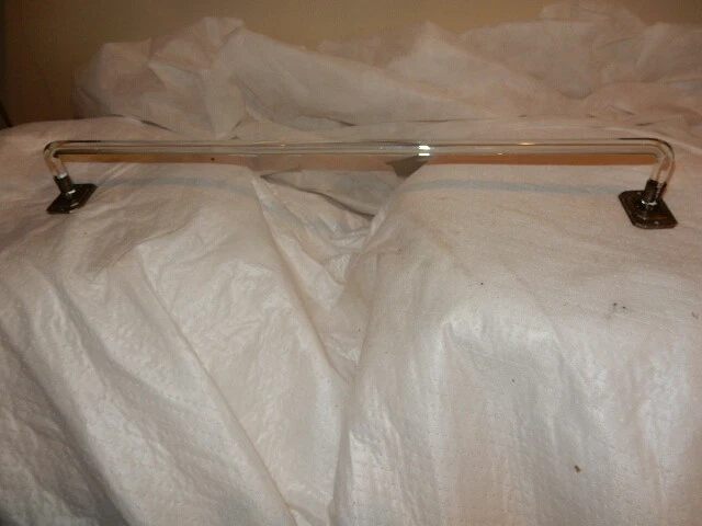 Clear Glass Towel Bar Bent ends w/ Plated Nickel Over Metal Ends