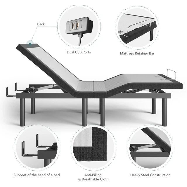 TXL FURGLE ADJUSTABLE Electric Massage Bed Frame Single Base Wireless