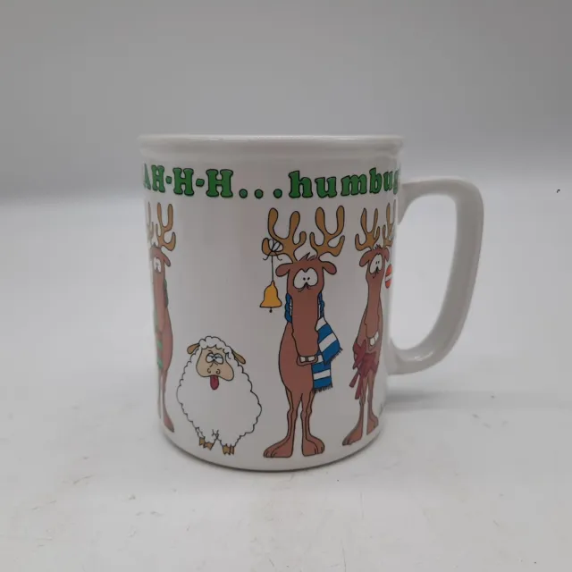 Vintage BaH-H-H ... humbug reindeer  sheep coffee mug signed Fabrizio