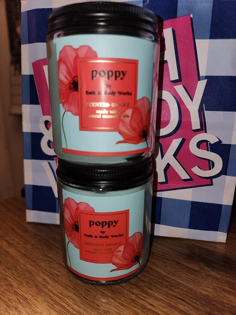 Bath & Body Works 2 Poppy Single Wick Candles New Discontinued Free Shipping
