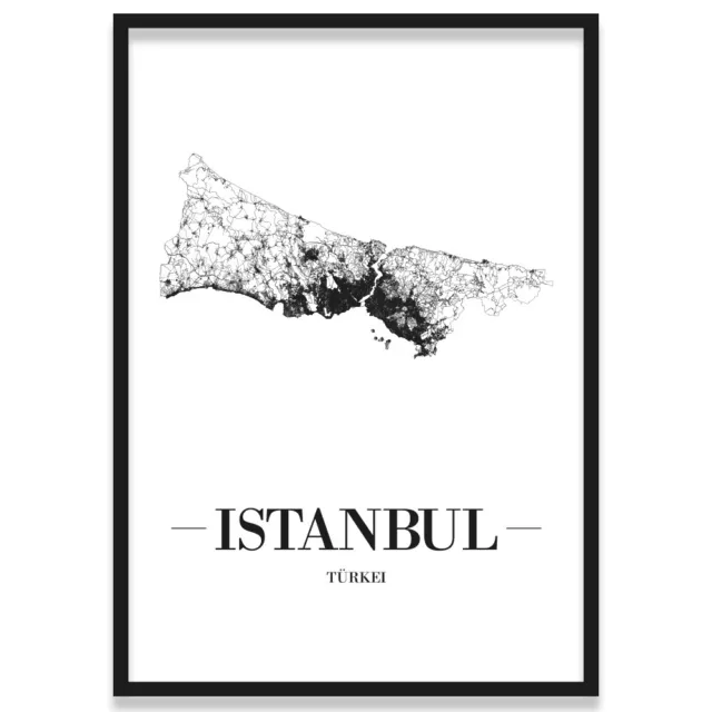 JUNIWORDS Stadtposter, Istanbul, Weiß, Kunstdruck Plan Map