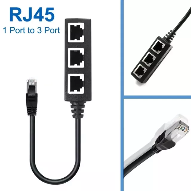 RJ45 LAN Ethernet Netzwerk Verteiler Splitter Cat7 1 Zu 3 Port Adapterkabel