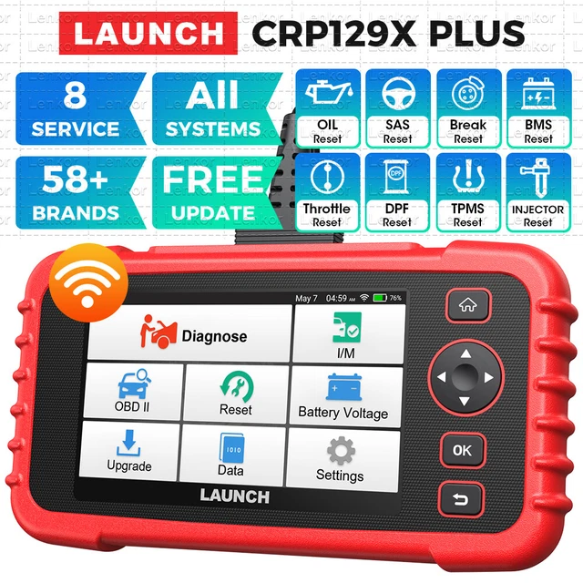 LAUNCH CRP129X Plus OBD2 Auto Diagnostica, Scanner Diagnostico Con Tutte Le Diagnosi Di Sistema, 8 Servizi, Reset Olio/SAS/Freno/BMS/TPMS/Codifica Iniettore, Auto Vin, Aggiornamento Gratuito A Vita - Foto 10