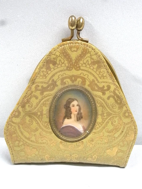 Portefeuille Ancien Victorien En Cuir Et Argent Massif Des Années 1890