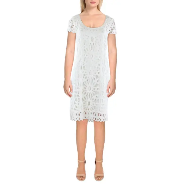 Lauren Ralph Lauren Womens Denizray Ivory Lace Wedding Sheath Dress 4 BHFO 4462