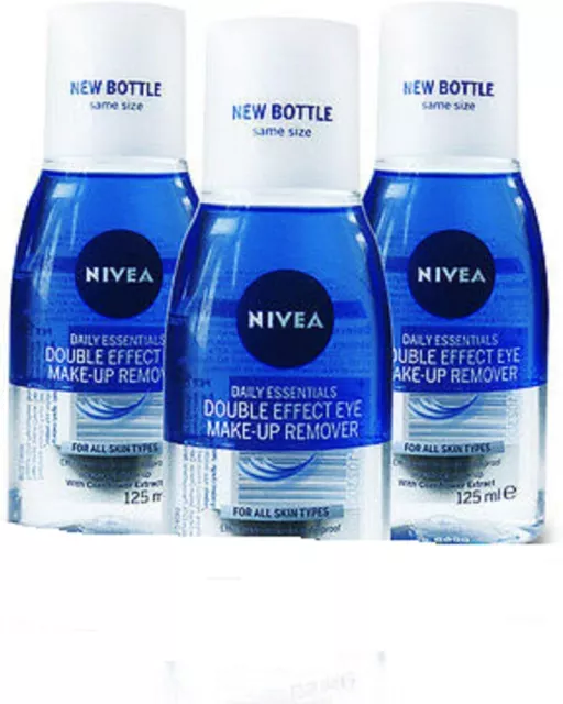 NIVEA Eye Make-Up Remover Double Effect, 125ml (Pack of 3)