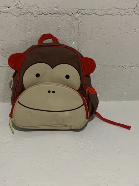 skip hop diaper bag Monkey Super Cute Backpack Red Brown Tan Pockets