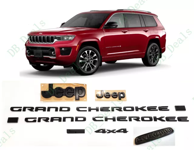 Matte Black Front Rear Door Overland L 4X4 Emblem 2021+ Jeep Grand Cherokee L