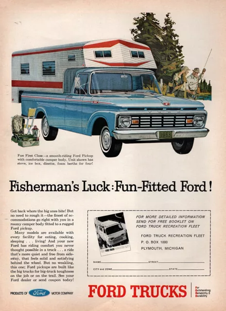 1963 Ford F-250 Pickup Truck Custom Camper Original Color Ad