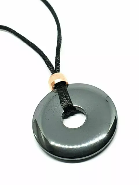 Collier pendentif en forme de donut en hématite, protection des pierres...