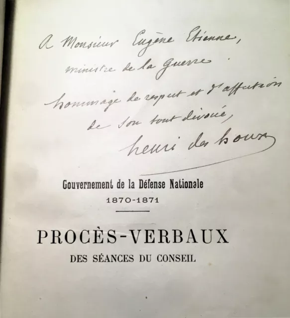 Gouvernement Défense Nationale Guerre 1870 Envoi autographe Ex libris L GAMBETTA 3