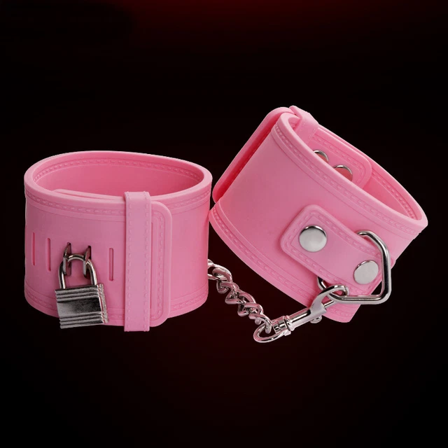 Reines Kieselsäure Silikon Hände Handgelenk Knöchelfüße Manschetten Fesseln Bondage pink