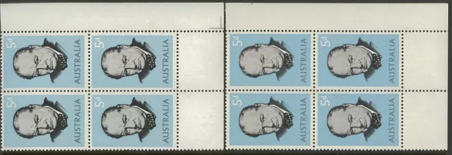 1963 Australian Guillotine Mark variant Blocks Set Pair of 4x5d Churchill Stamps