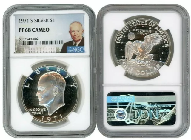 1971 S Silver Eisenhower Dollar $1 Ngc Pf 68 Cameo Ike