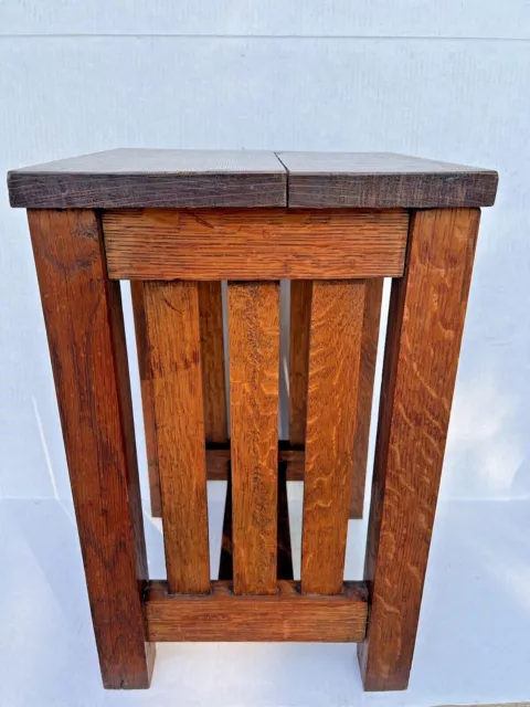 Antique Arts & Crafts Stickley Mission Solid Oak Wood Stool Chair Heavy 19" x 12