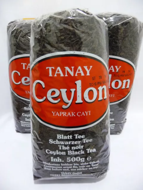 3 x 500 g SCHWARZER TEE SCHWARZTEE TANAY CEYLON TÜRKISCHER TEE YAPRAK CAY LOSE