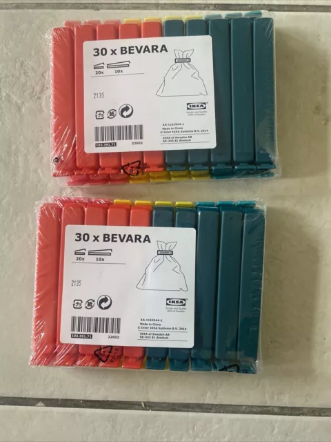 IKEA 30 X Bevara bolsa de comida almacenamiento bolsa congelador clips de sellado - venta de 2 paquetes