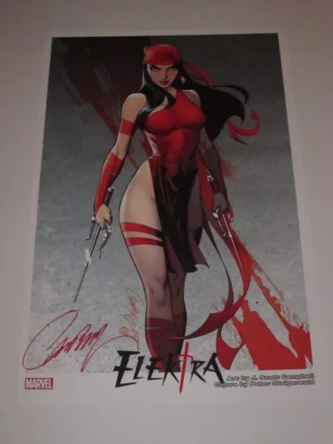 2017 SDCC ELEKTRA ART PRINT SIGNED BY J SCOTT CAMPBELL 11x17