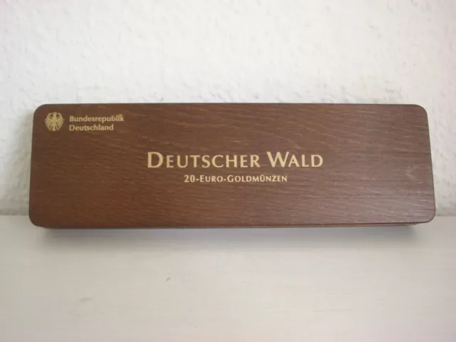 Holzetui / Münz-Box für 6 x 20 Euro Goldmünzen 2010-2015 Deutscher Wald Original