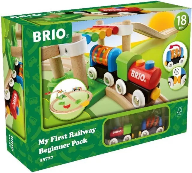 BRIO World 33727 Mein erstes BRIO Bahn Spiel Set - Zug mit Waggon, Schienen &...