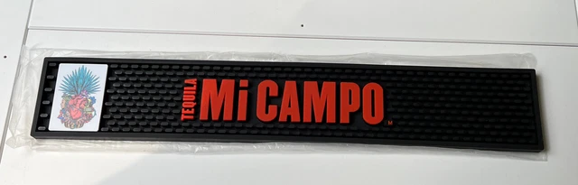 NEW Mi Campo Tequila Day of the Dead Heavy Duty Black Bar Rail Mat Man Cave