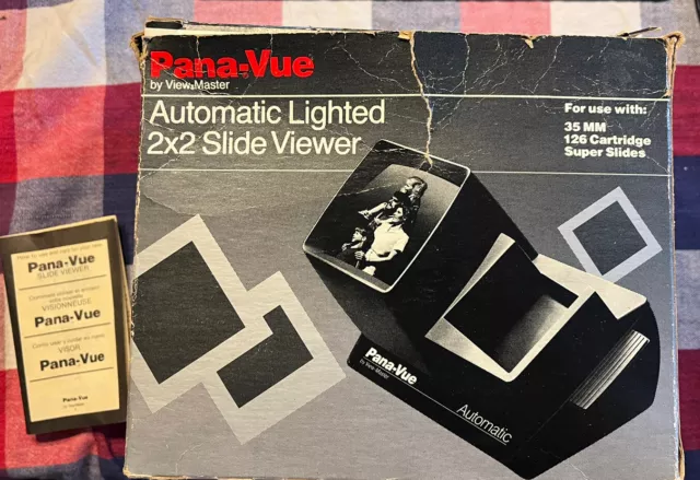 Vintage GAF Pana-Vue Automatic Lighted 2 x 2 Slide Viewer Original Box - Tested