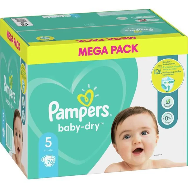 Mega Pack 76 Couches Pampers Baby Dry Taille 5 (11 A 16 Kgs)