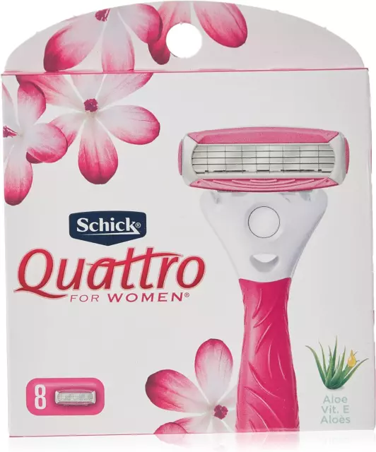 Hojas de afeitar Schick Quattro para mujer aloe y vitamina E - 8 cartuchos