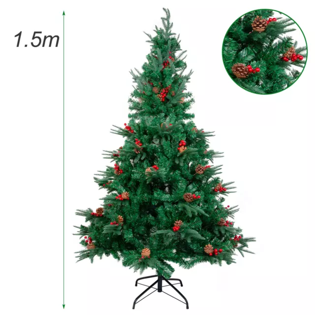 150 - 210cm Weihnachtsbaum Rot Beeren Tannenzapfen Grün PE Christbaum Tannenbaum