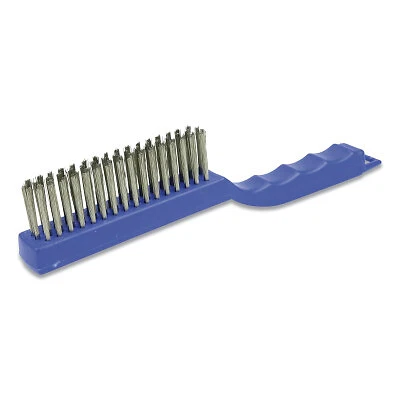 Shoe Handle Scratch Brushes, 11 In, 4x16 Rows, Stainless Steel Wire, Plastic