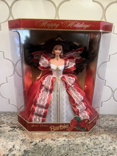 Barbie Doll Happy Holidays 1997 Blue Eyes Misprint On Box Rare