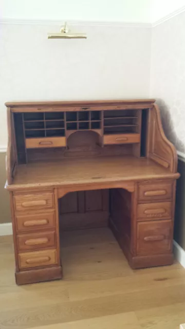 Antique Oak Roll Top Bureau Desk C1930S Refurbished £1,000.00 - Picclick Uk