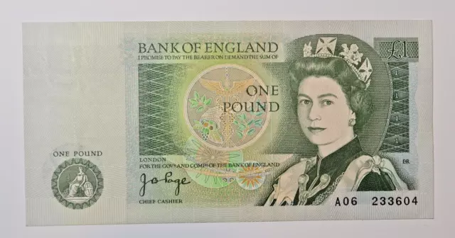 Bank Of England One Pound Note.   J.b.page.   1970 - 1980. Free Shipping