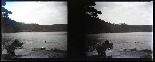 FRANCE Puy Lac Photo NEGATIVE Stereo Plaque PL28L4n5 Vintage c1910