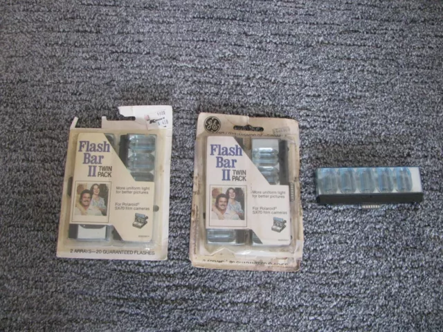2 Twin Packs & 1 Single GE FlashBar II - 50 Flashes for Polaroid SX-70 Cameras