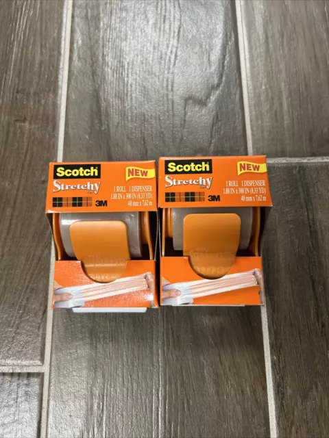 Lot of 2 Scotch Strechy Tape W Dispenser DISCONTINUED