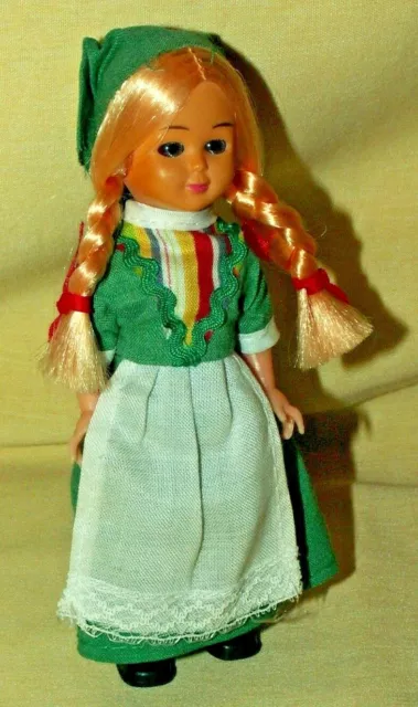 Dutch Doll Vintage Hong Kong Girl Baby Blonde Braid Sleepy Eyes 14M Shoes Apron*