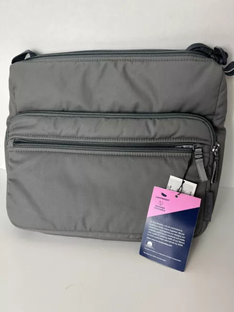 Vera Bradley Utility Crossbody Bag Charcoal Gray Padded Recycled Cotton Purse