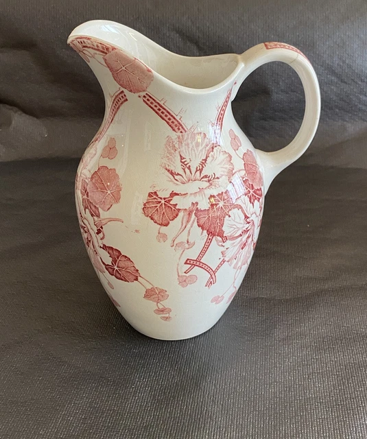 Broc De Toilette Ancien Rose Fleuri - Déco Rétro Occasion